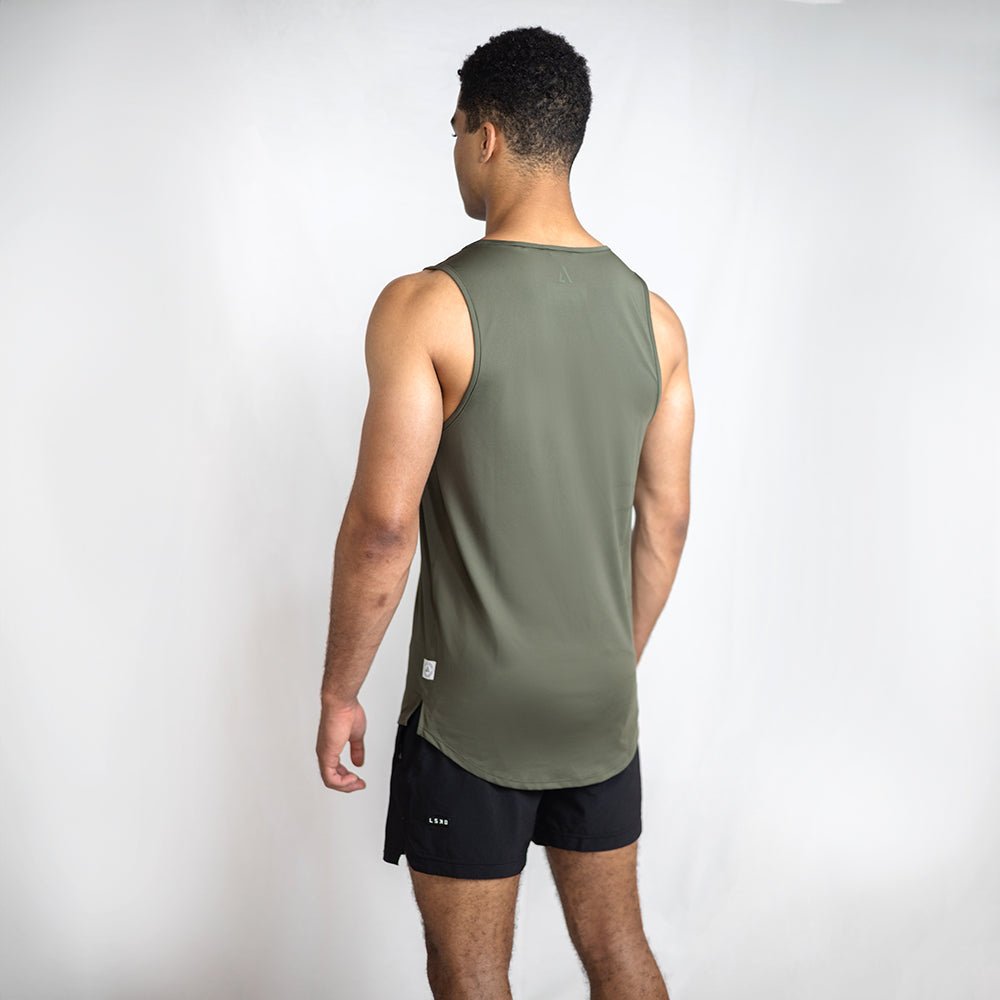 Khaki Momentum Singlet | AeroFlex™ Relaxed Fit Training & Running Top - AgilityApparel