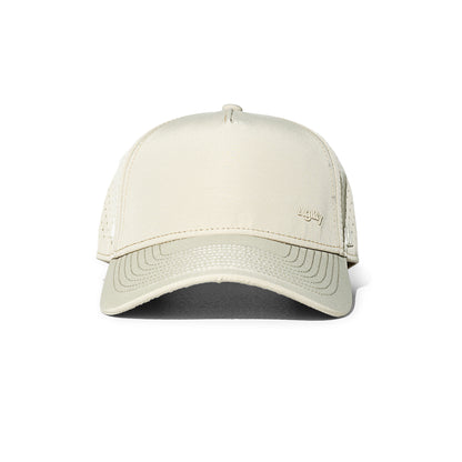 Beige Balance Performance Cap front view - lightweight snapback training hat with moisture-wicking fabric