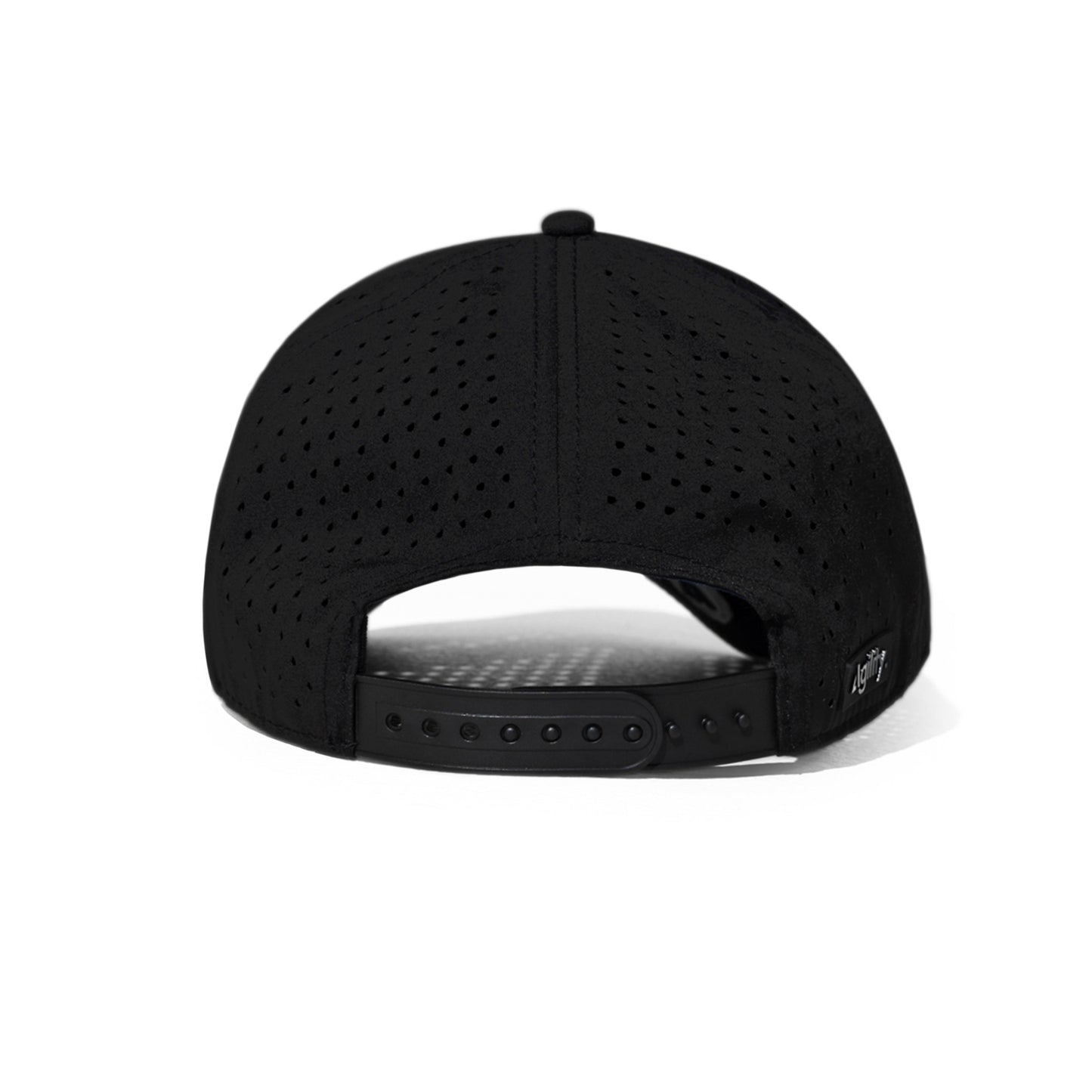 Black Cruz Performance Cap by Agility Apparel — back view showing adjustable closure
