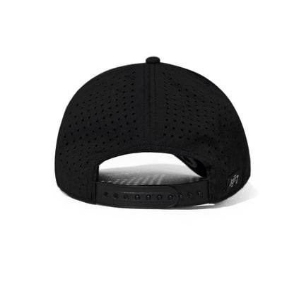 Black Cruz Performance Cap by Agility Apparel — back view showing adjustable closure
