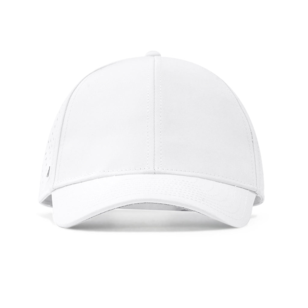 Agility Apparel White Pursue Performance Cap — adjustable snapback closure and pre-curved visor
