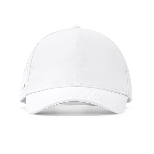 Agility Apparel White Pursue Performance Cap — adjustable snapback closure and pre-curved visor
