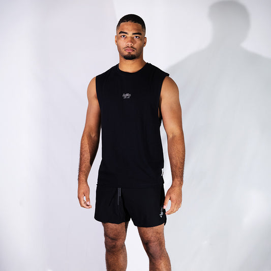 Black Training Tank | Relaxed Fit Moisture-Absorbing Tank  with UPF40+