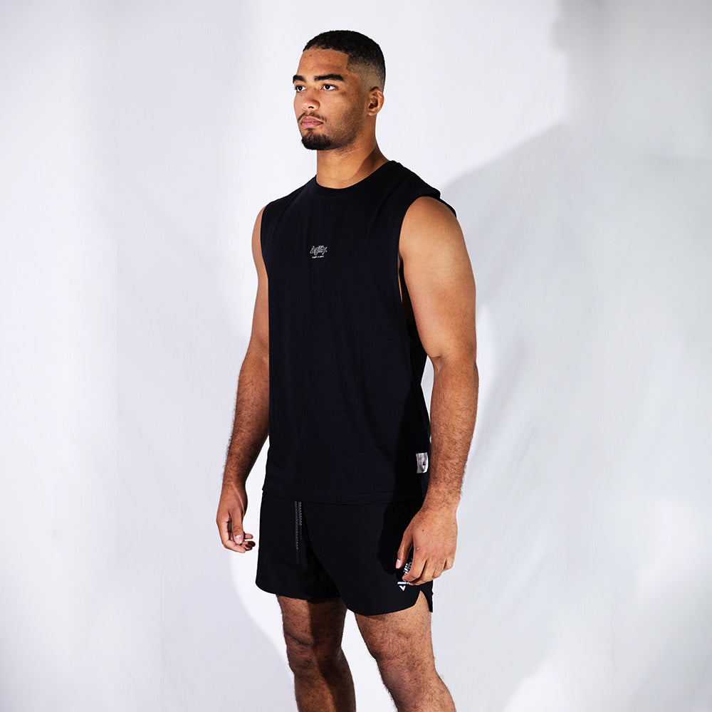 Black Training Tank | Relaxed Fit Moisture-Absorbing Tank  with UPF40+