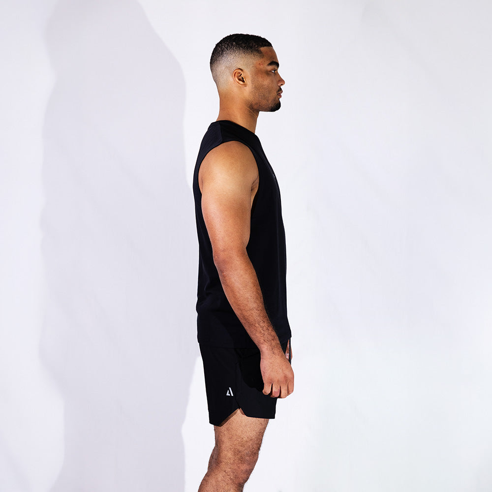 Black Training Tank | Relaxed Fit Moisture-Absorbing Tank  with UPF40+