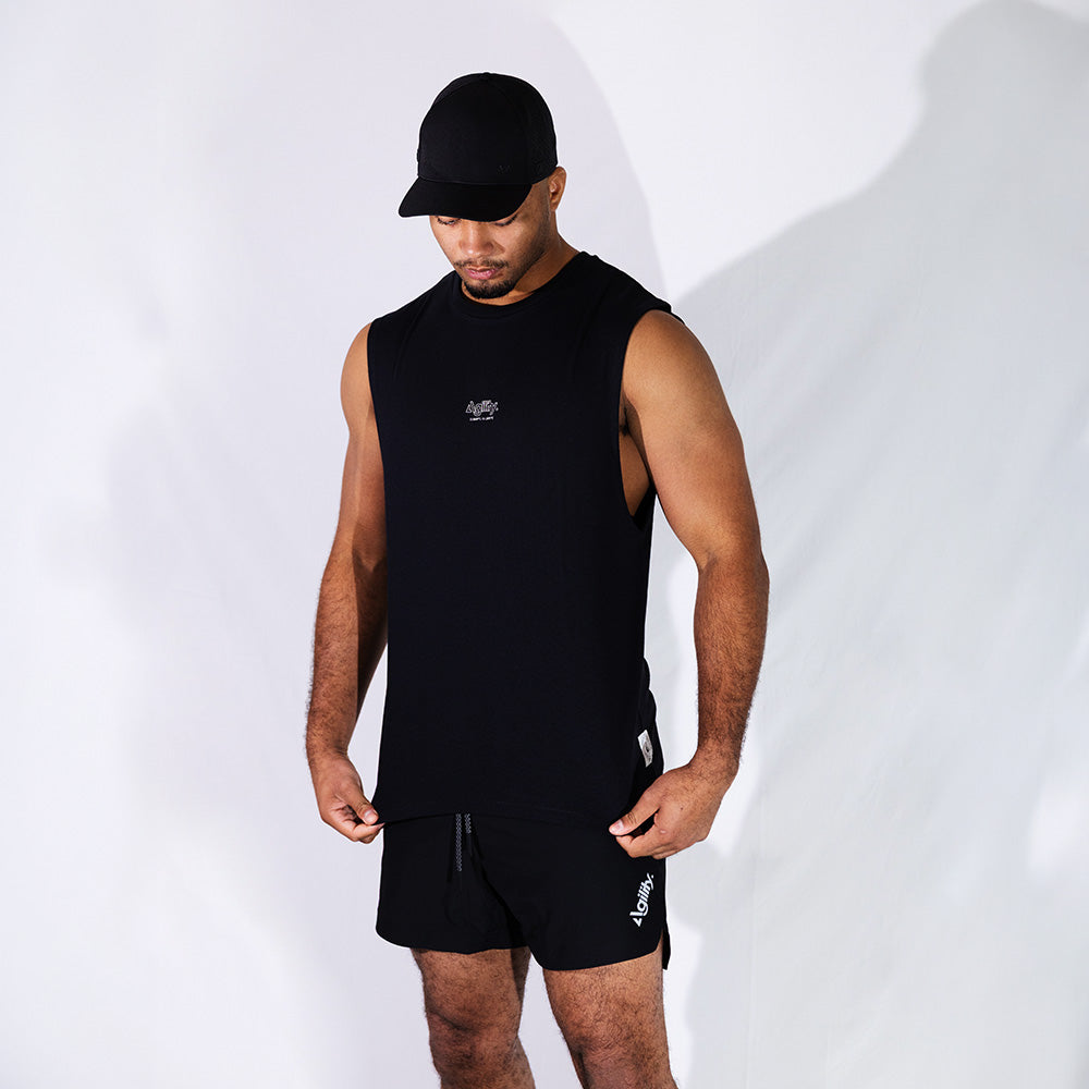 Black Training Tank | Relaxed Fit Moisture-Absorbing Tank  with UPF40+