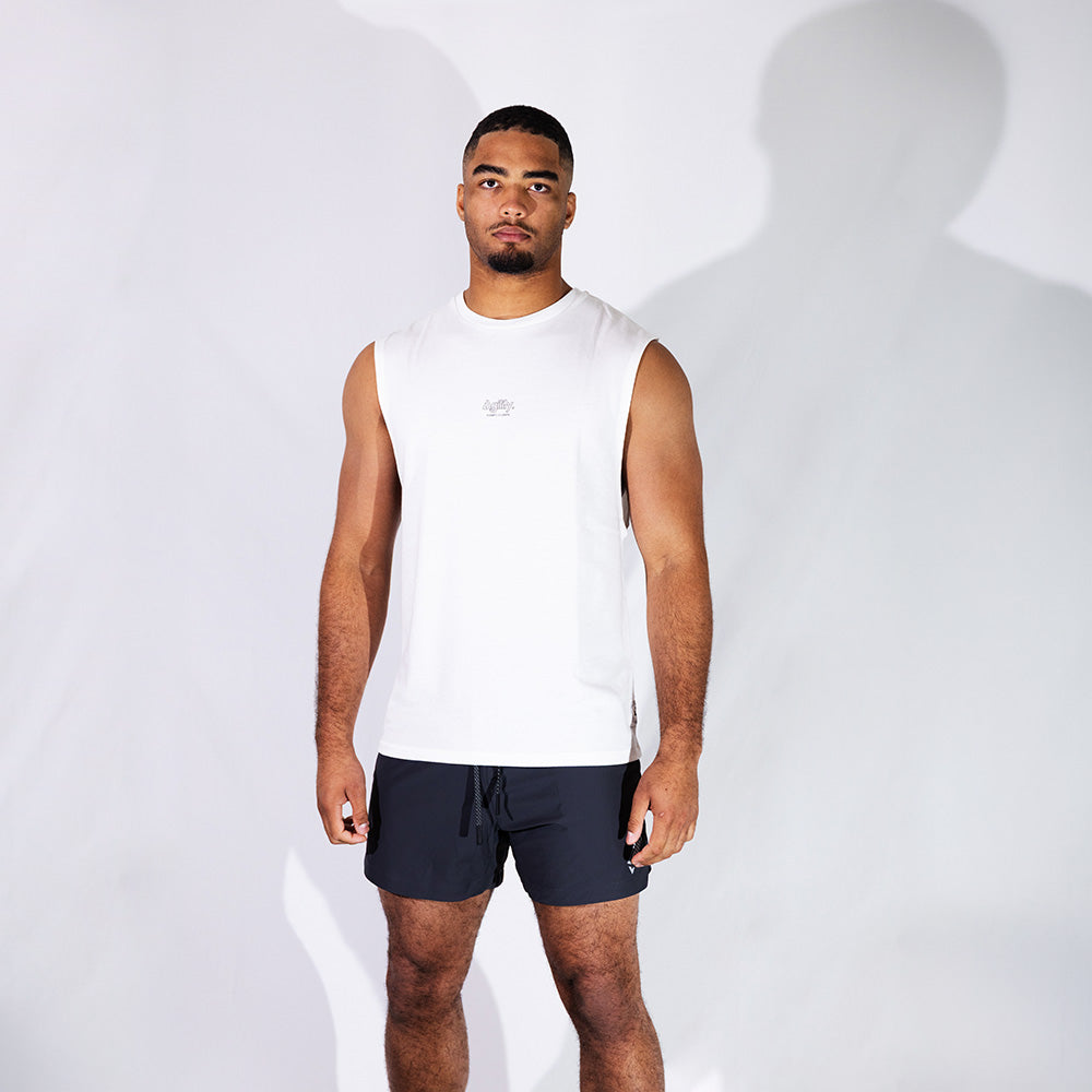 White Training Tank | Relaxed Fit Moisture-Absorbing Tank with UPF40+