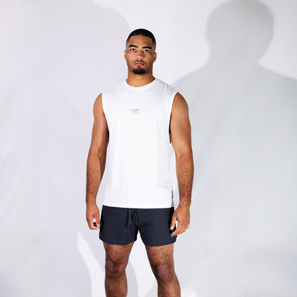 White Training Tank | Relaxed Fit Moisture-Absorbing Tank with UPF40+