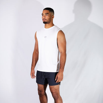 White Training Tank | Relaxed Fit Moisture-Absorbing Tank with UPF40+