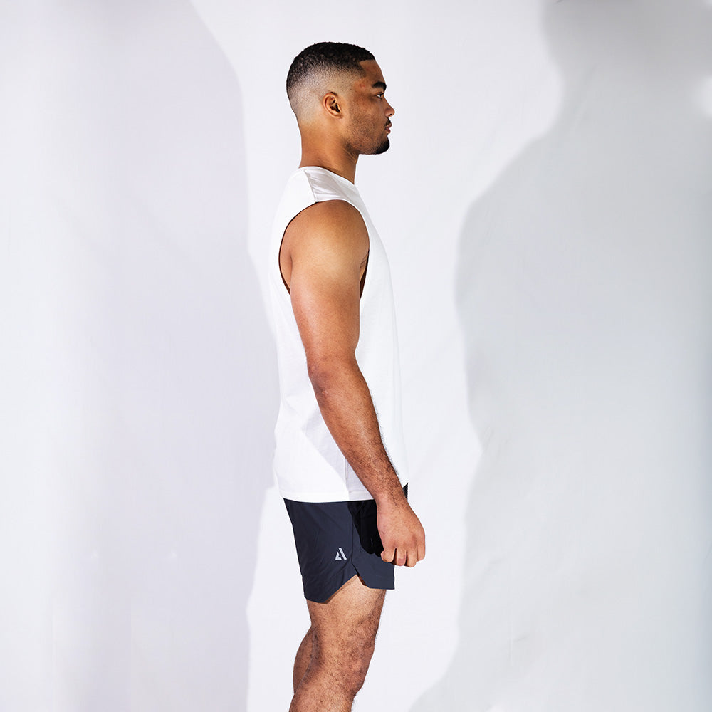 White Training Tank | Relaxed Fit Moisture-Absorbing Tank with UPF40+