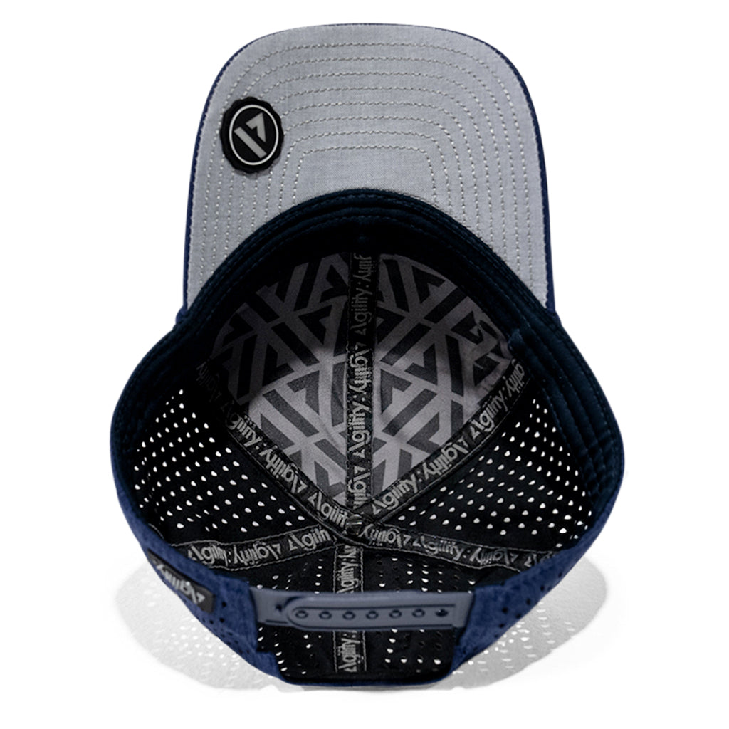 Deep Navy Pursue Performance Cap by Agility Apparel — UPF 40+ sun protection built for endurance sport

