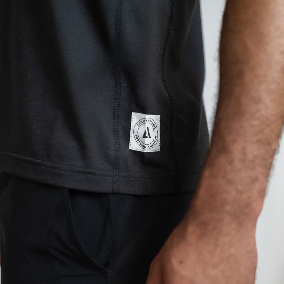 Black Iroflex Core Singlet | Fitted Endurance Training & Running Top - AgilityApparel