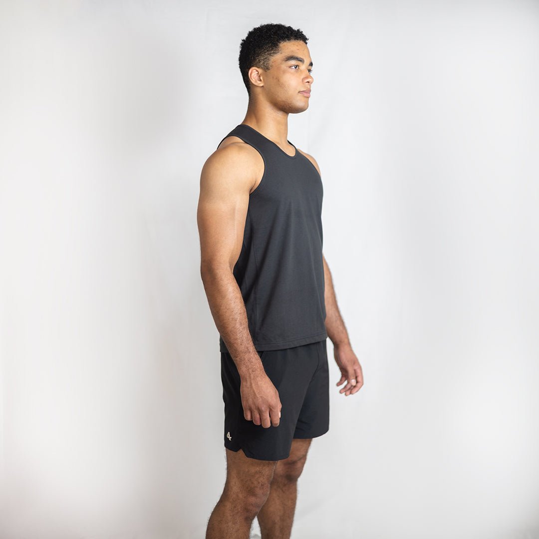 Black Iroflex Core Singlet | Fitted Endurance Training & Running Top - AgilityApparel