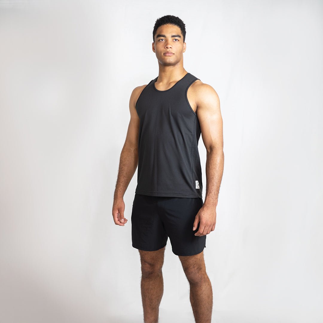 Black Iroflex Core Singlet | Fitted Endurance Training & Running Top - AgilityApparel