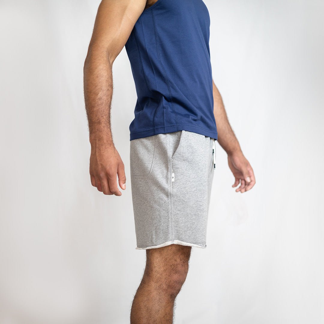Grey Marle Midweight Organic Terry Shorts | 5.5" Cut - Off Training & Recovery Short - AgilityApparel