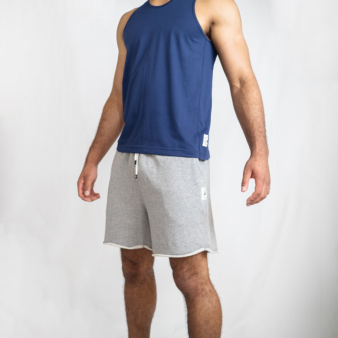 Grey Marle Midweight Organic Terry Shorts | 5.5" Cut - Off Training & Recovery Short - AgilityApparel