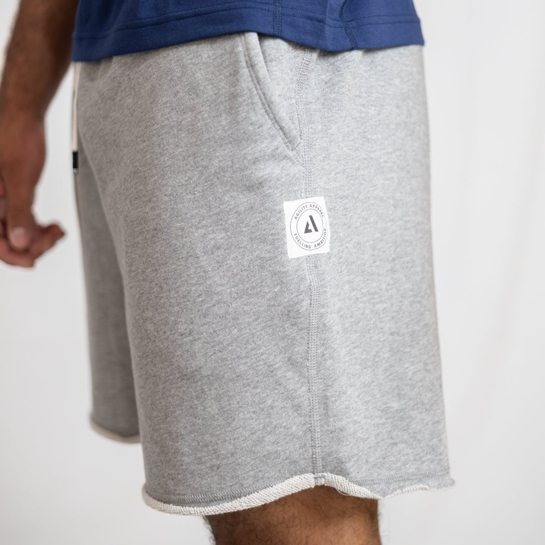 Grey Marle Midweight Organic Terry Shorts | 5.5" Cut - Off Training & Recovery Short - AgilityApparel