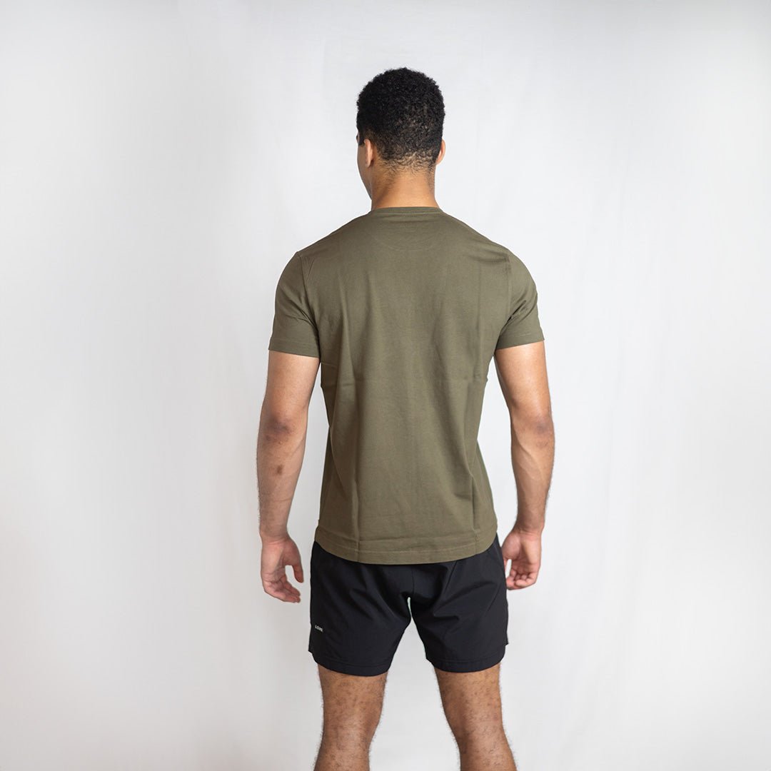 Khaki Athletic Logo Tee | Slim Fit Midweight Cotton T-Shirt - AgilityApparel
