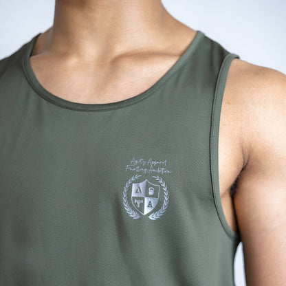 Khaki Momentum Singlet | AeroFlex™ Relaxed Fit Training & Running Top - AgilityApparel