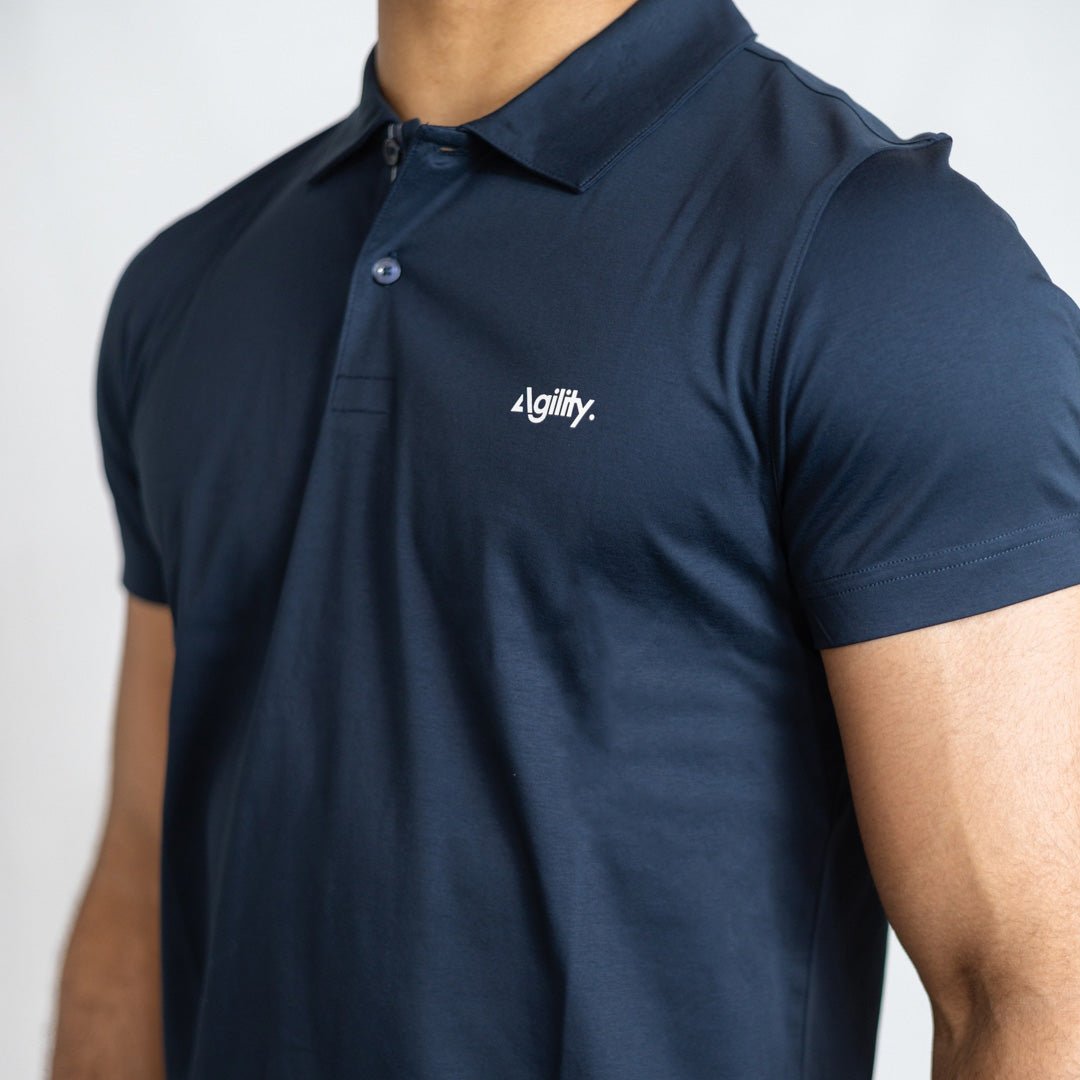 Navy Mercerised Cotton Performance Polo | Premium Recovery Shirt - AgilityApparel