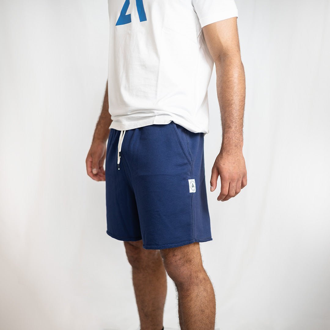 Navy Midweight Organic Terry Shorts | 5.5" Cut - Off Training & Recovery Short - AgilityApparel