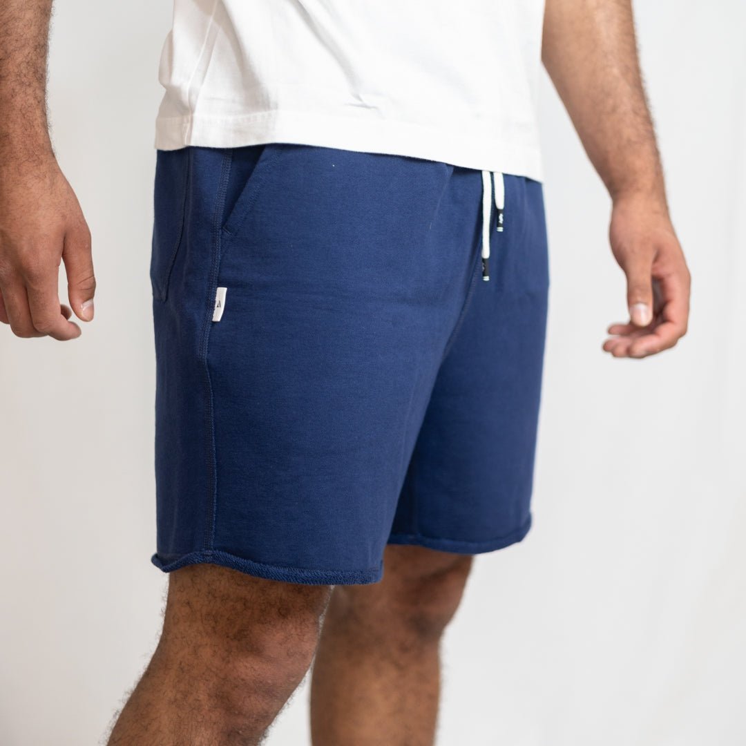 Navy Midweight Organic Terry Shorts | 5.5" Cut - Off Training & Recovery Short - AgilityApparel