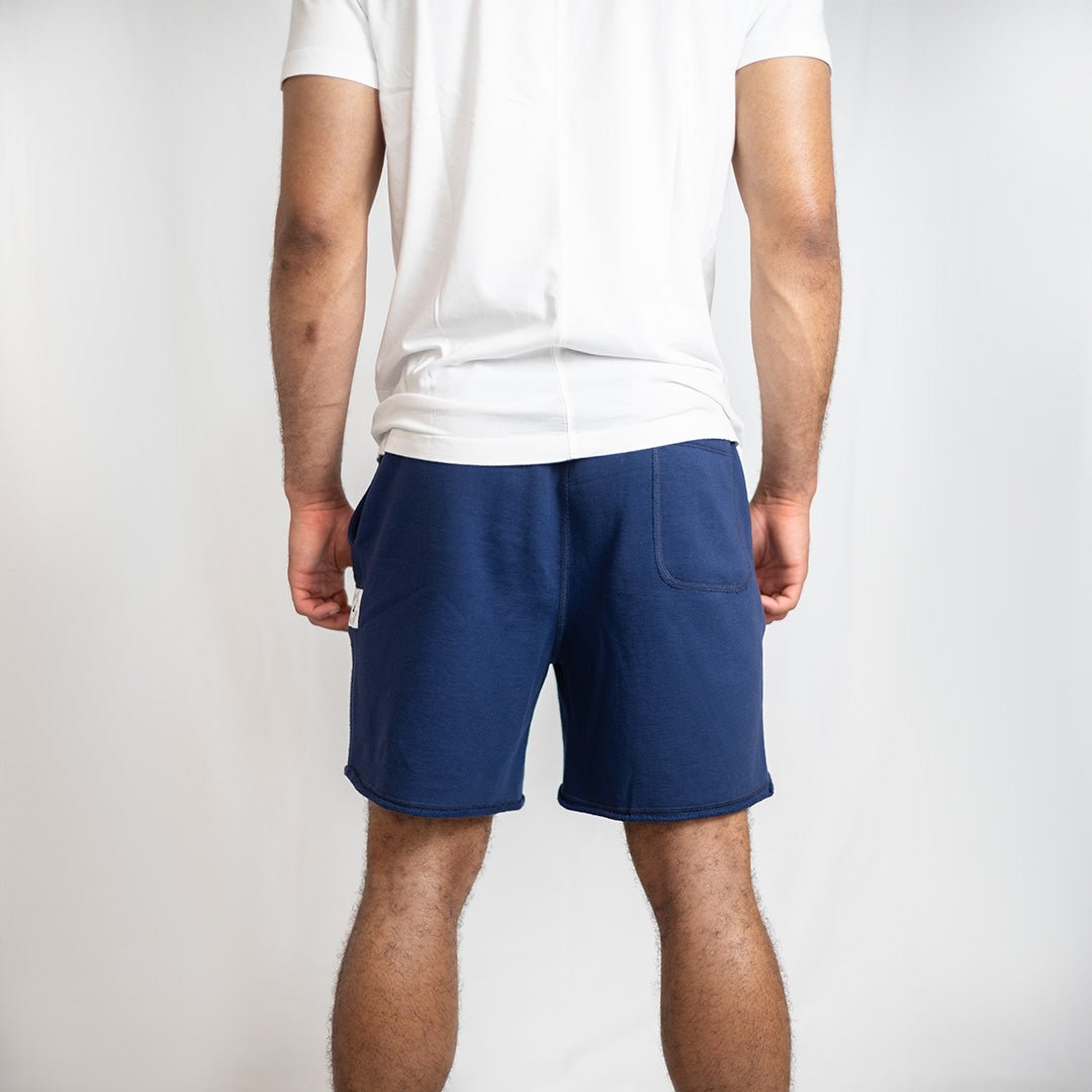 Navy Midweight Organic Terry Shorts | 5.5" Cut - Off Training & Recovery Short - AgilityApparel