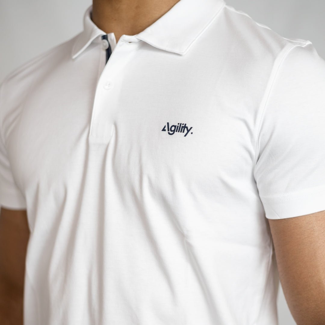 White Mercerised Cotton Performance Polo | Premium Recovery Shirt - AgilityApparel