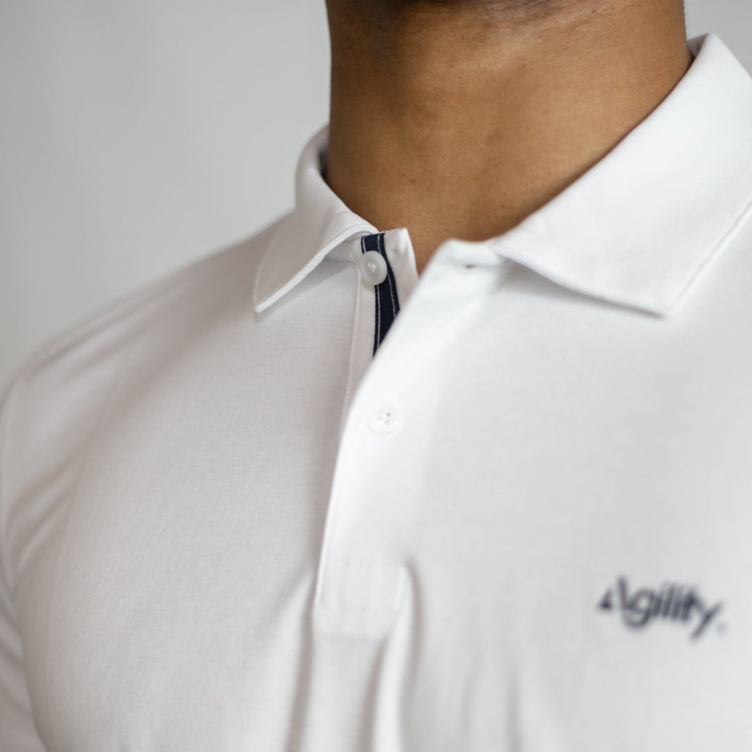 White Mercerised Cotton Performance Polo | Premium Recovery Shirt - AgilityApparel