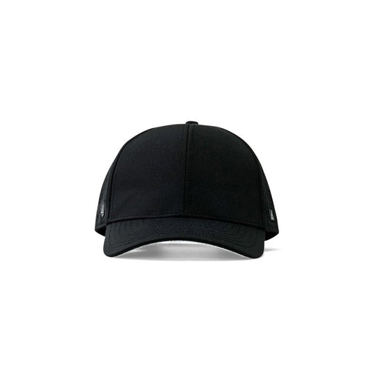 Black Pursue Performance Cap front view - lightweight snapback running hat with moisture-wicking fabric