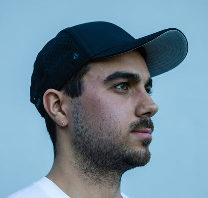 Black Pursue Performance Cap | Lightweight Moisture - Wicking Running Hat - AgilityApparel